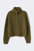 Turtleneck knitted cardigan - Vert foncé