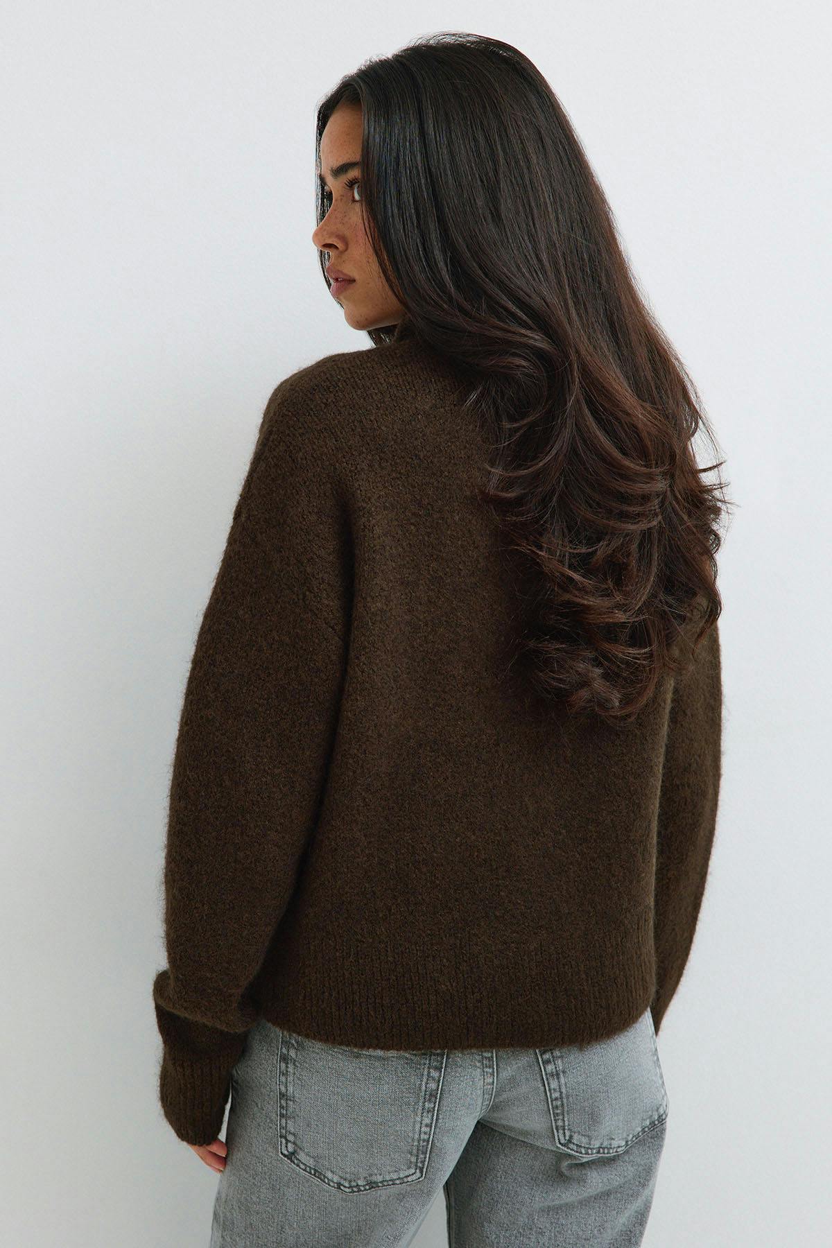 Turtleneck knitted cardigan - Pure c