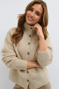 Turtleneck knitted cardigan - Noir