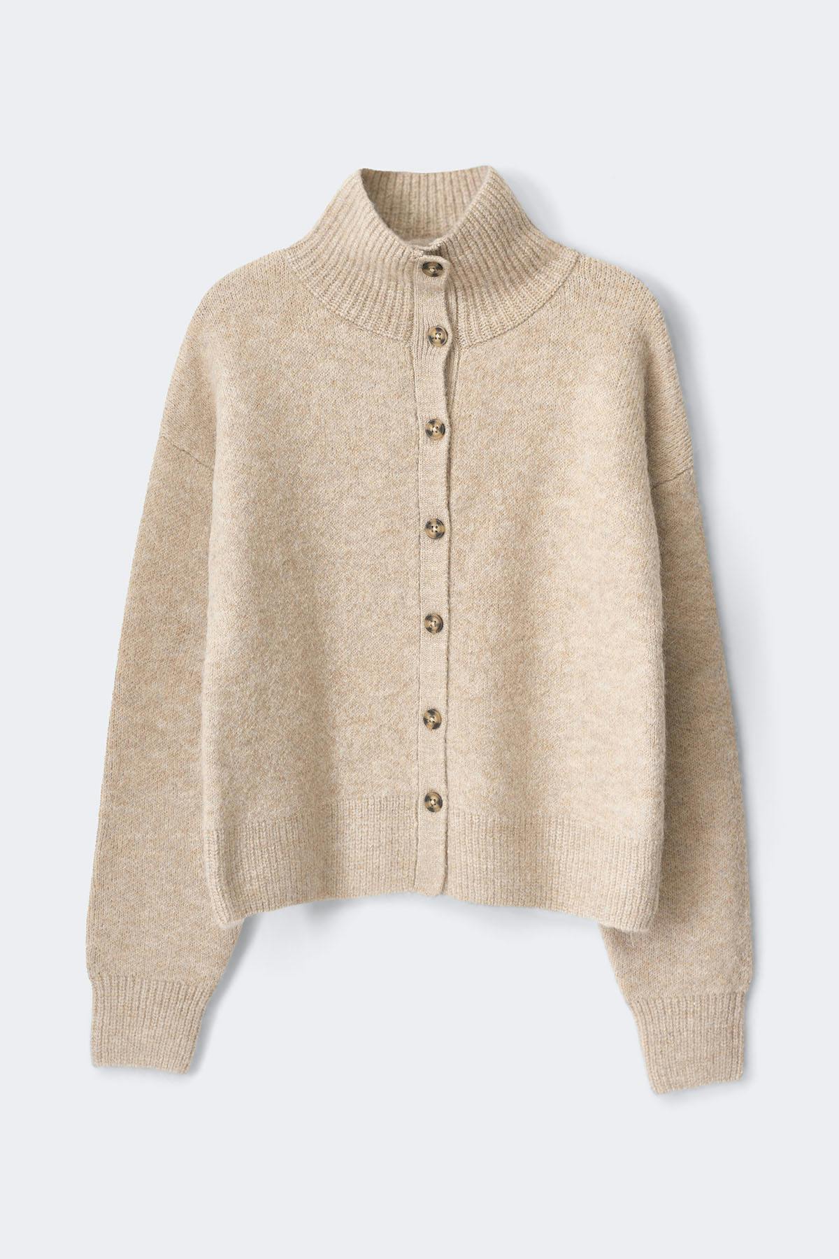 Turtleneck knitted cardigan - Pure c