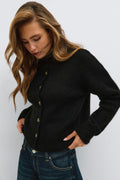 Turtleneck knitted cardigan - Vert foncé