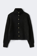 Turtleneck knitted cardigan - Noir