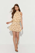 Halterneck mini dress - Yellow dot