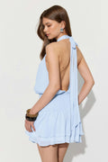 Halterneck mini dress - Bleu