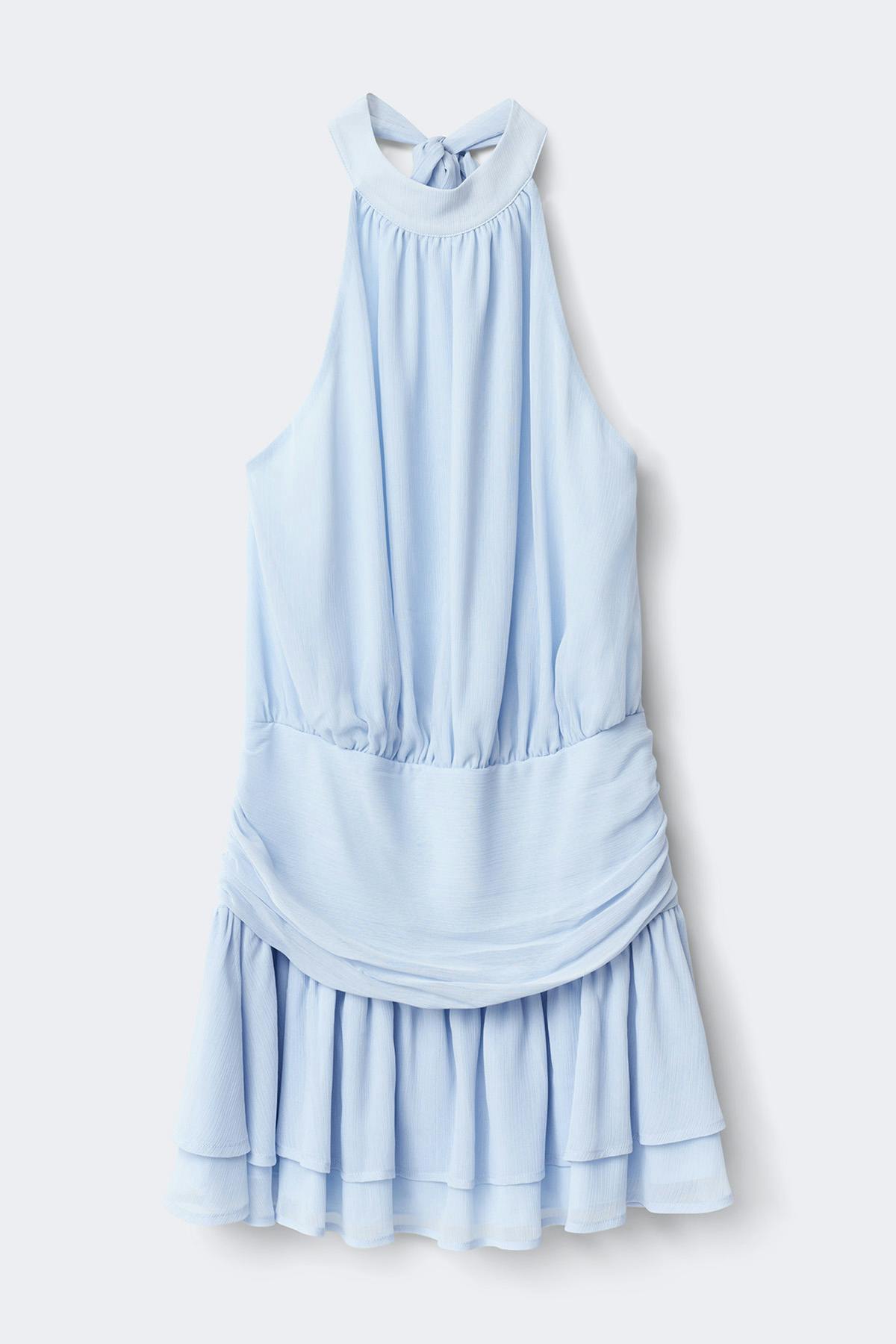 Halterneck mini dress - Bleu