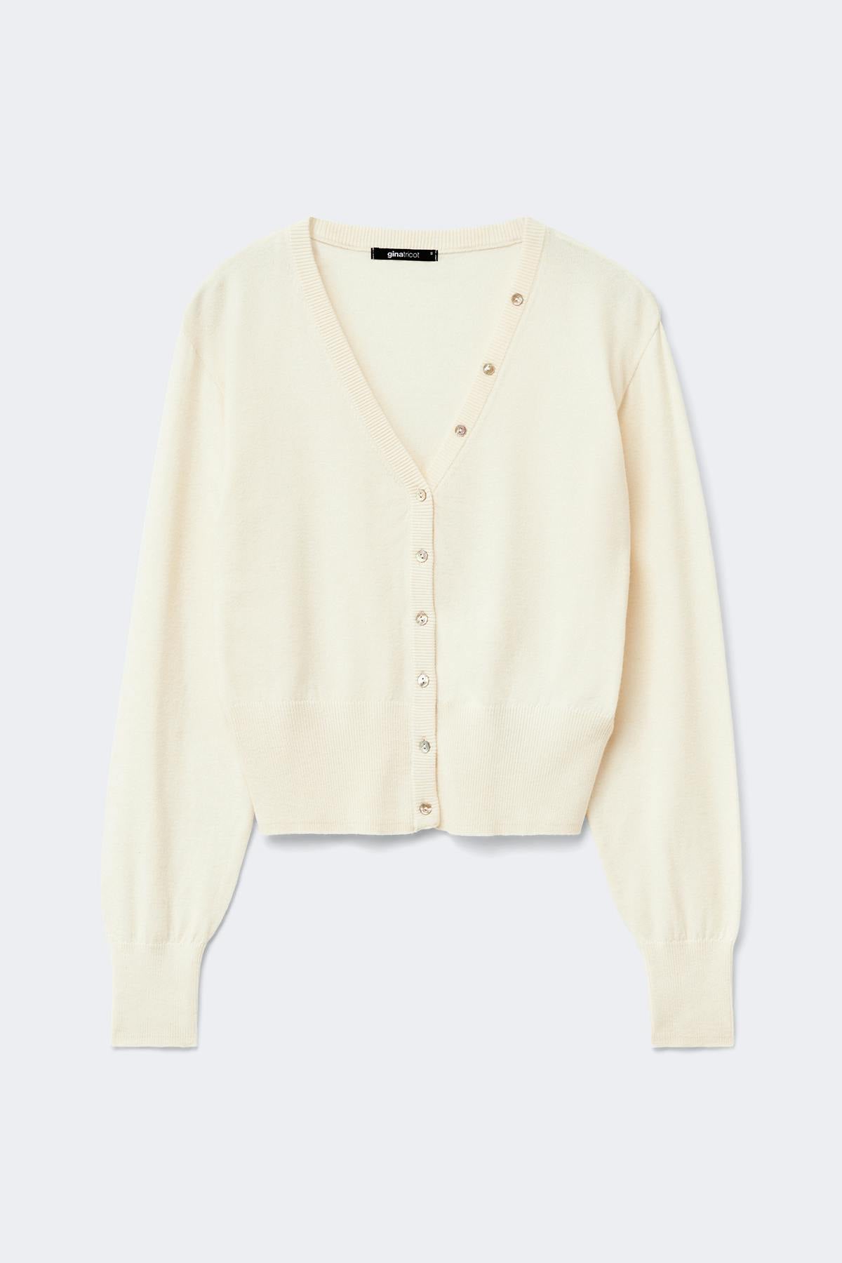 Knitted fitted cardigan - Gardenia