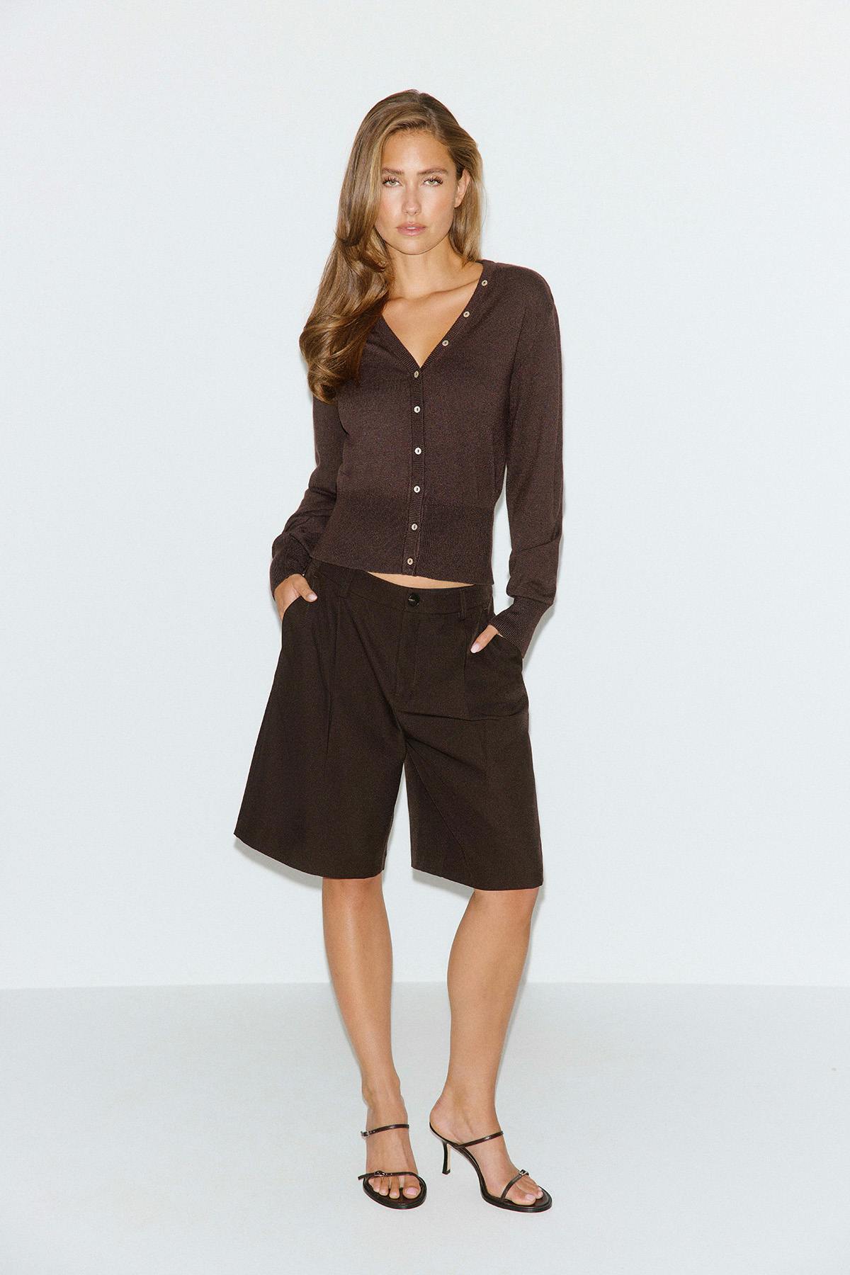 Knitted fitted cardigan - Noir