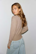 Knitted fitted cardigan - Seal brown