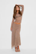 Sparkle midi skirt - Marron