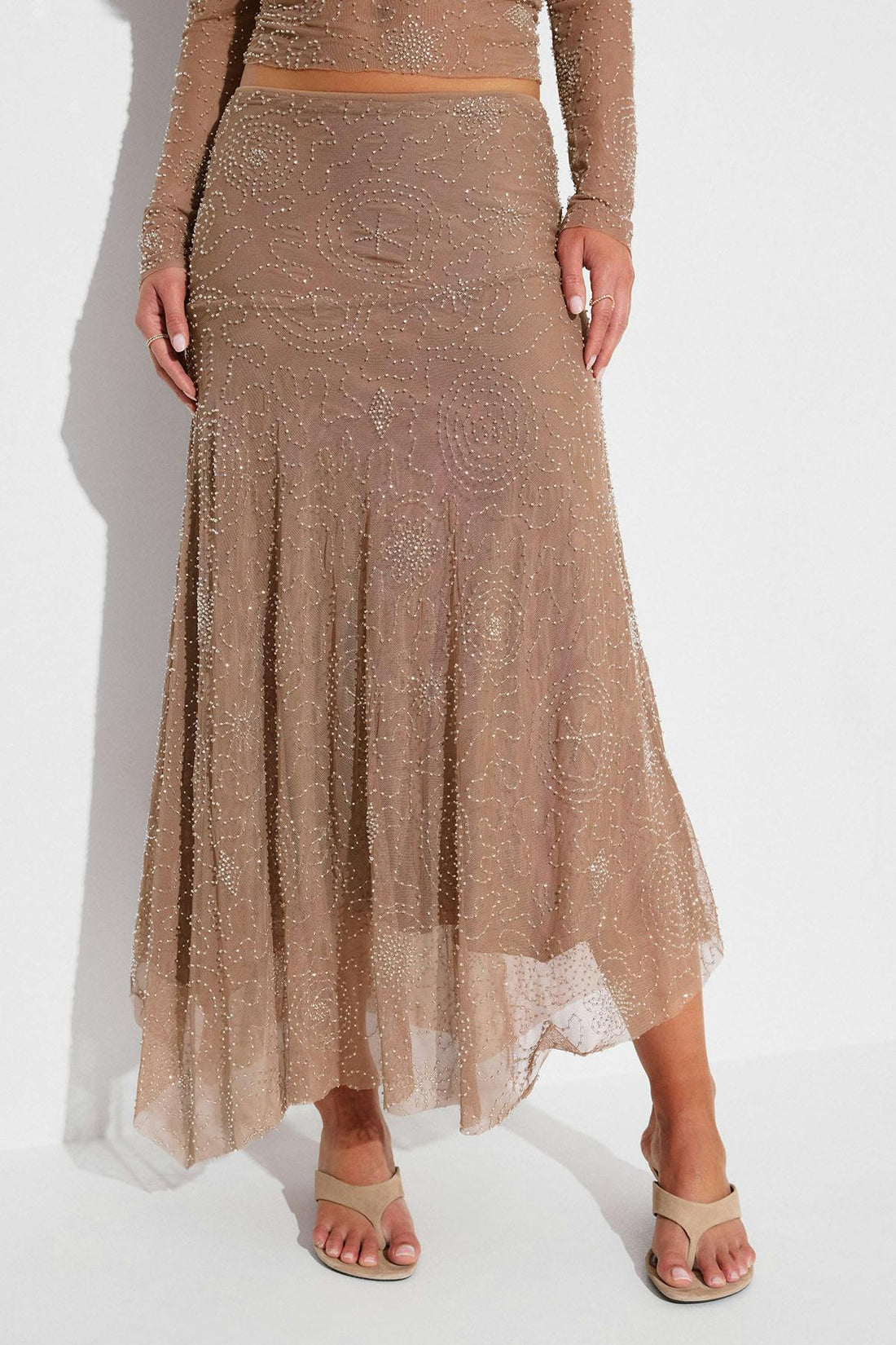 Sparkle midi skirt - Marron