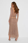 Sparkle midi skirt - Marron
