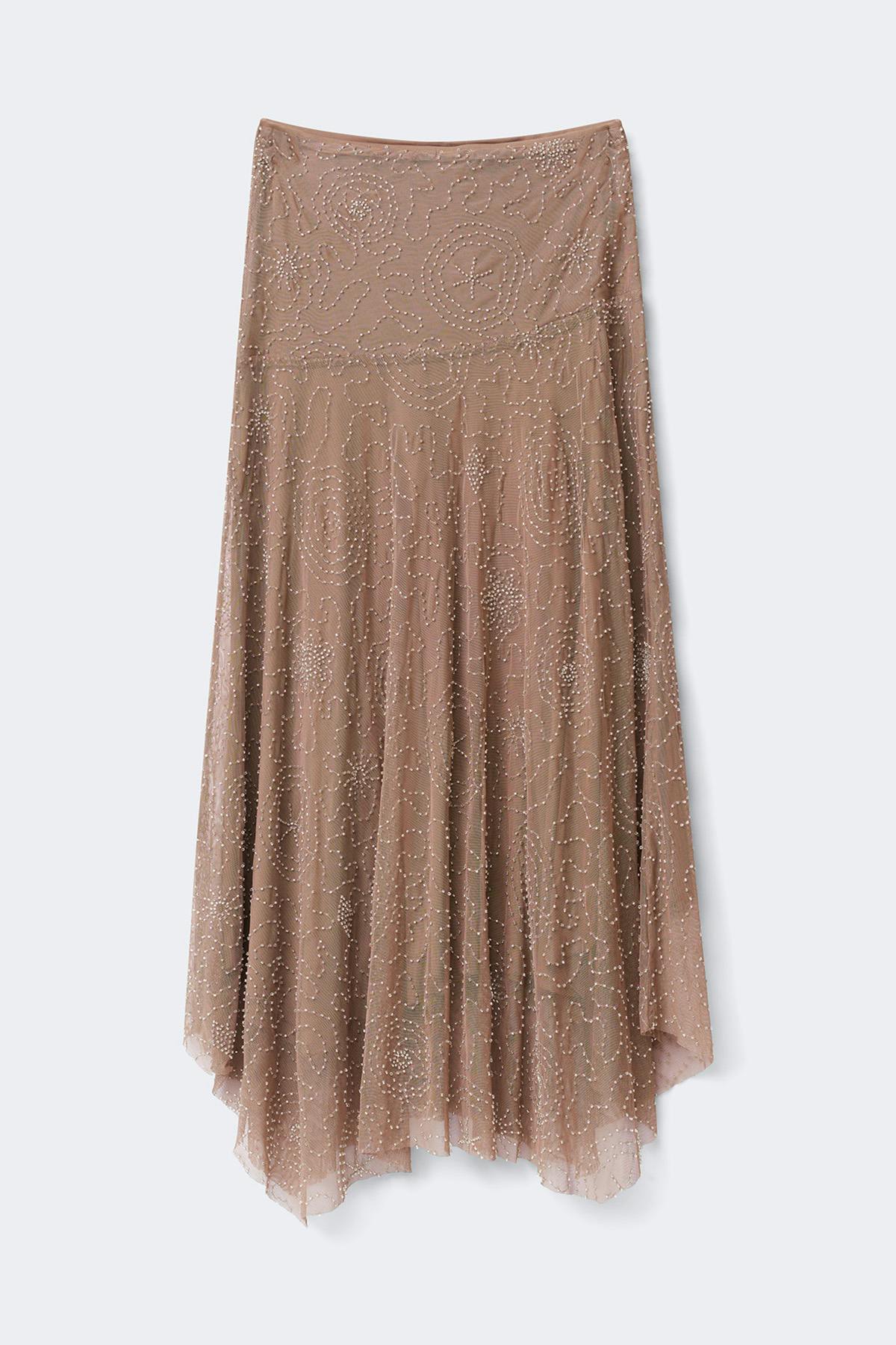 Sparkle midi skirt - Marron