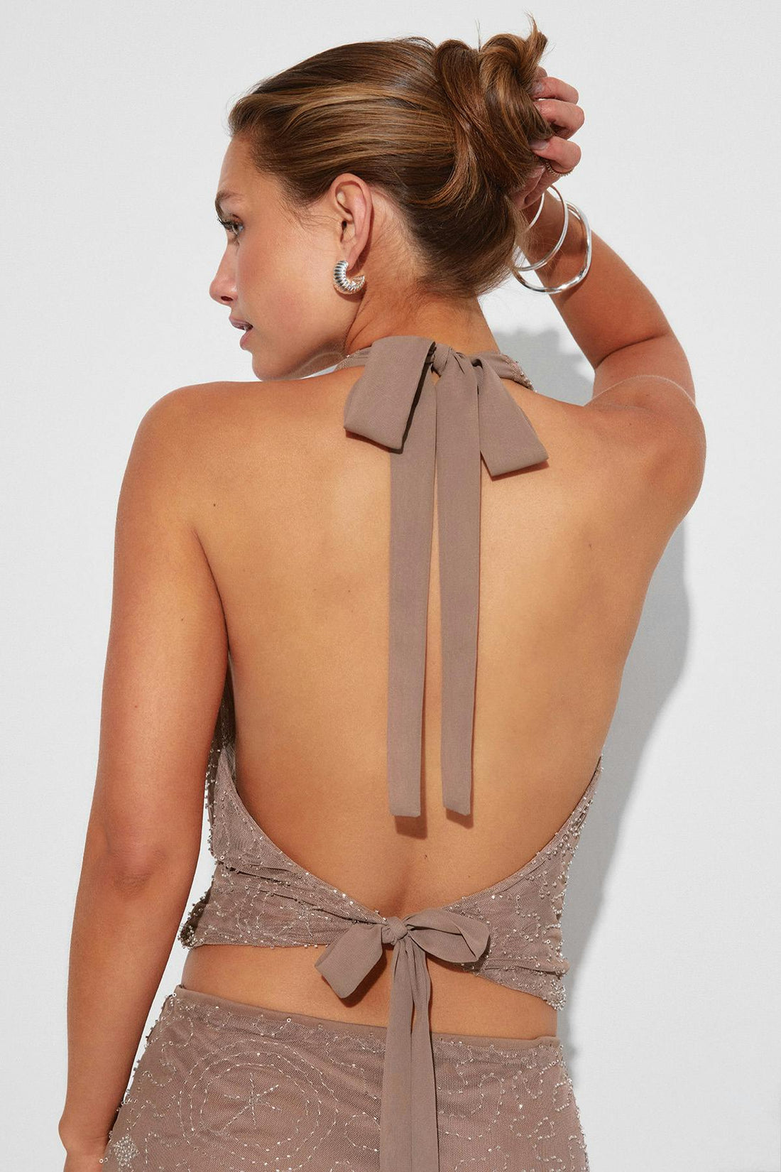Sparkle cowlneck top - Marron