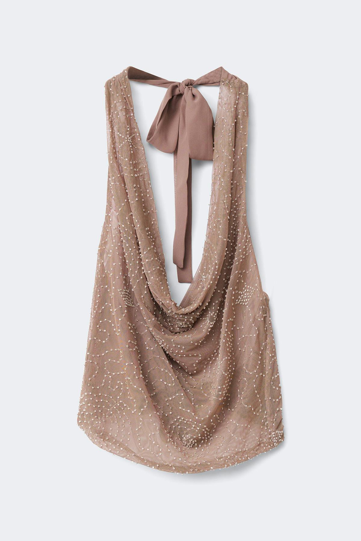 Sparkle cowlneck top - Marron
