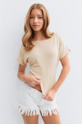 Y ruched top - Oat melange