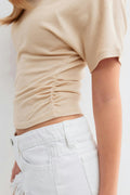 Y ruched top - Oat melange