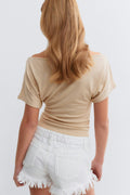 Y ruched top - Oat melange