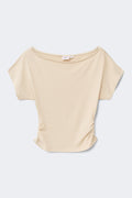 Y ruched top - Oat melange
