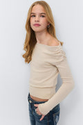 Y long sleeve top - Oat melange