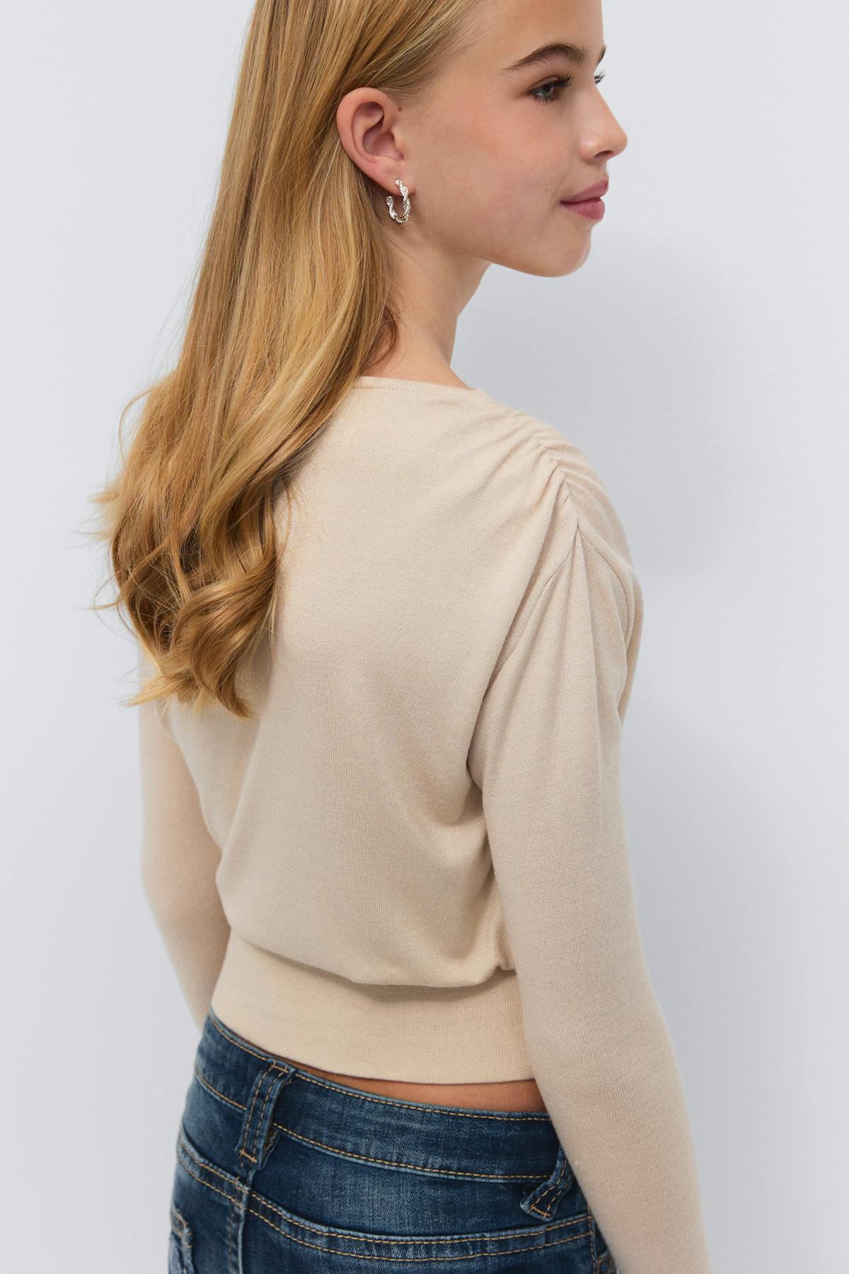 Y long sleeve top - Oat melange