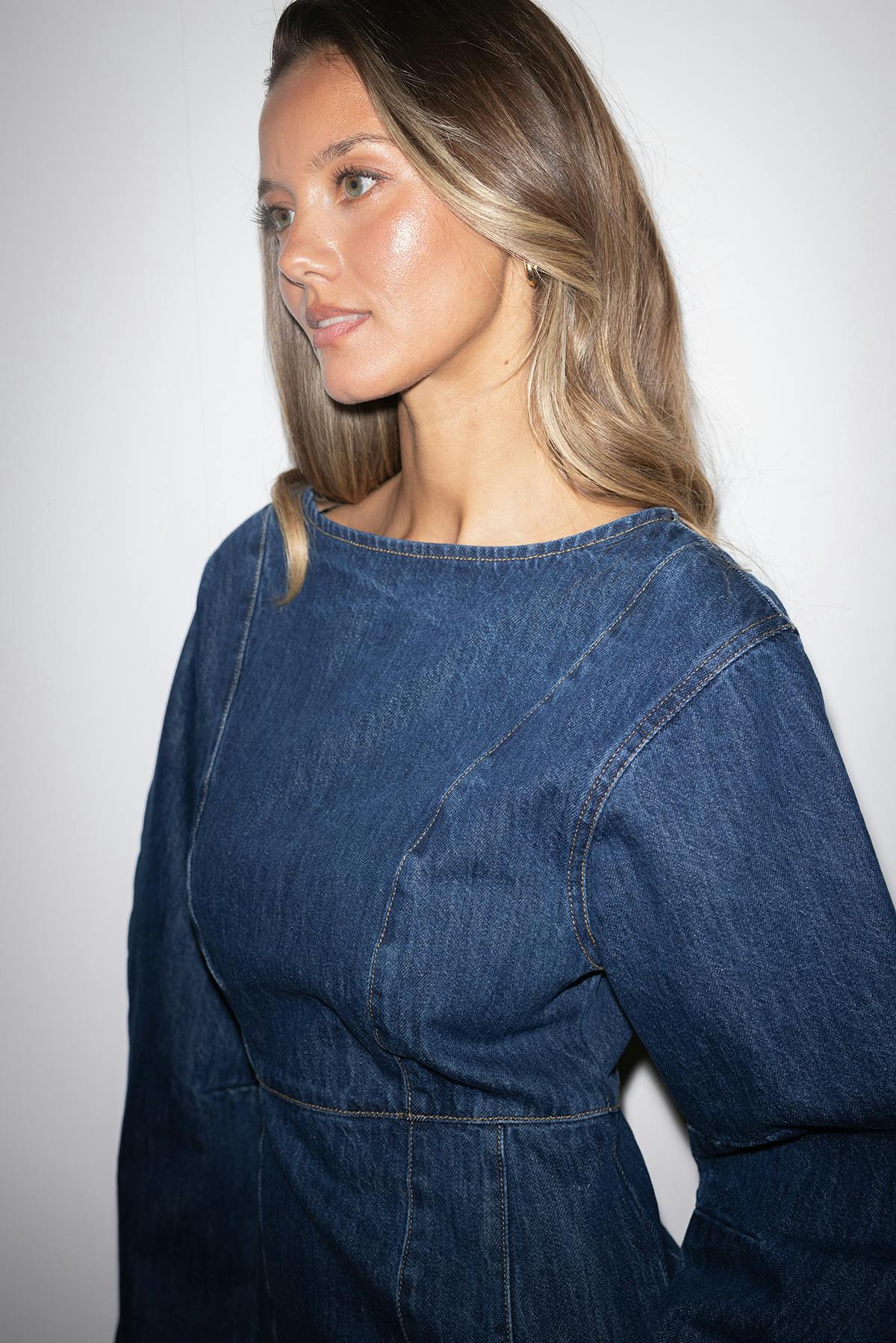 Longsleeve denim dress - Bleu foncé