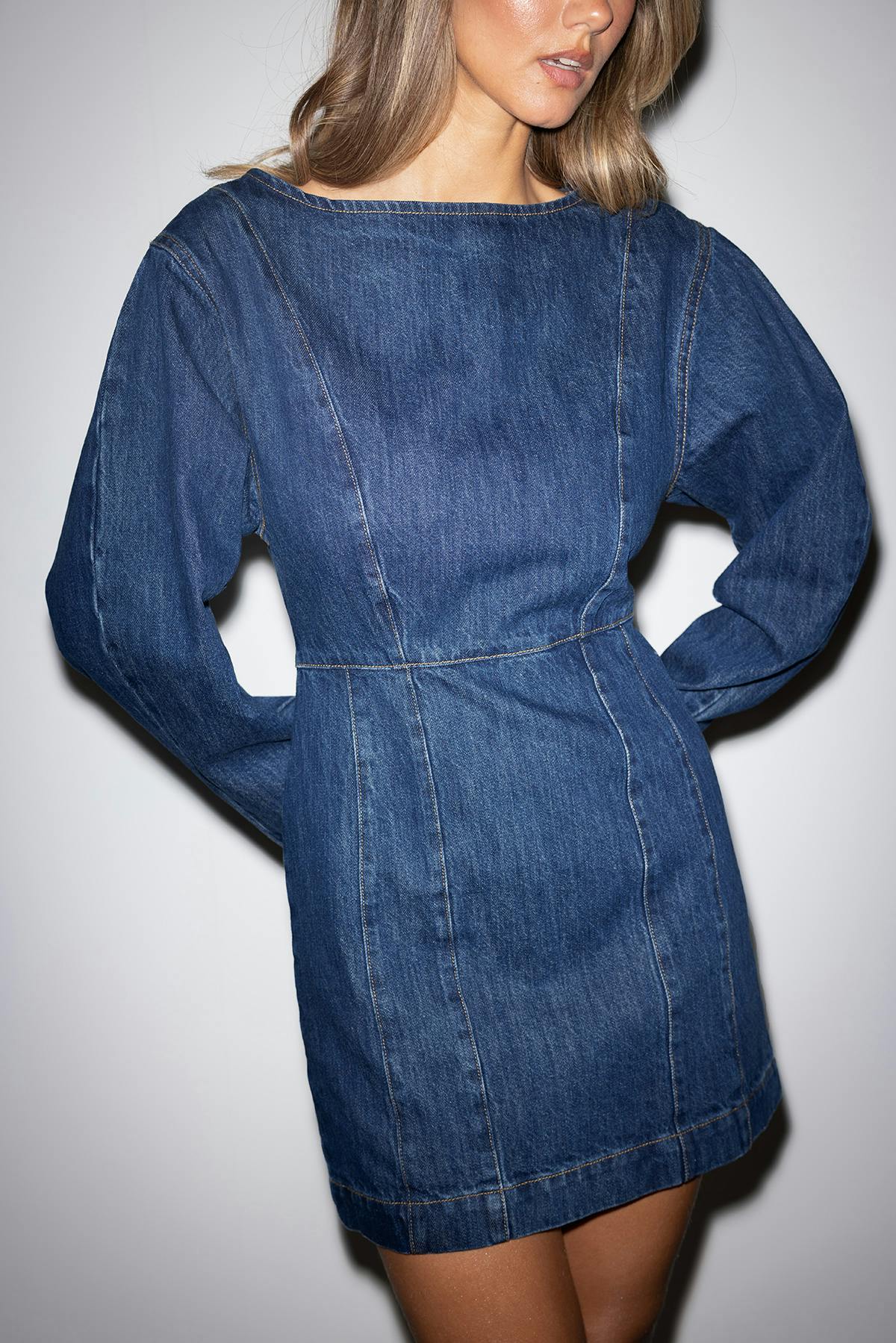 Longsleeve denim dress - Bleu foncé