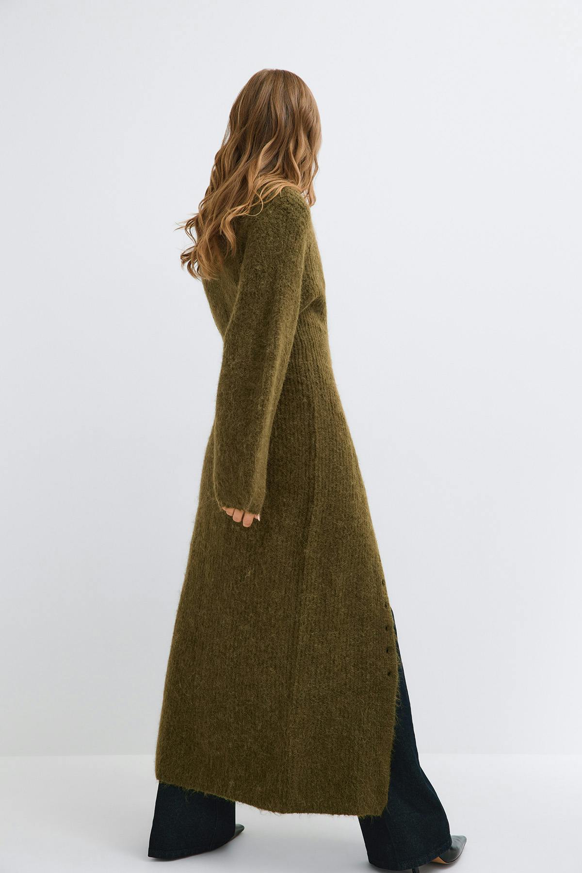 Long knitted cardigan - New camel
