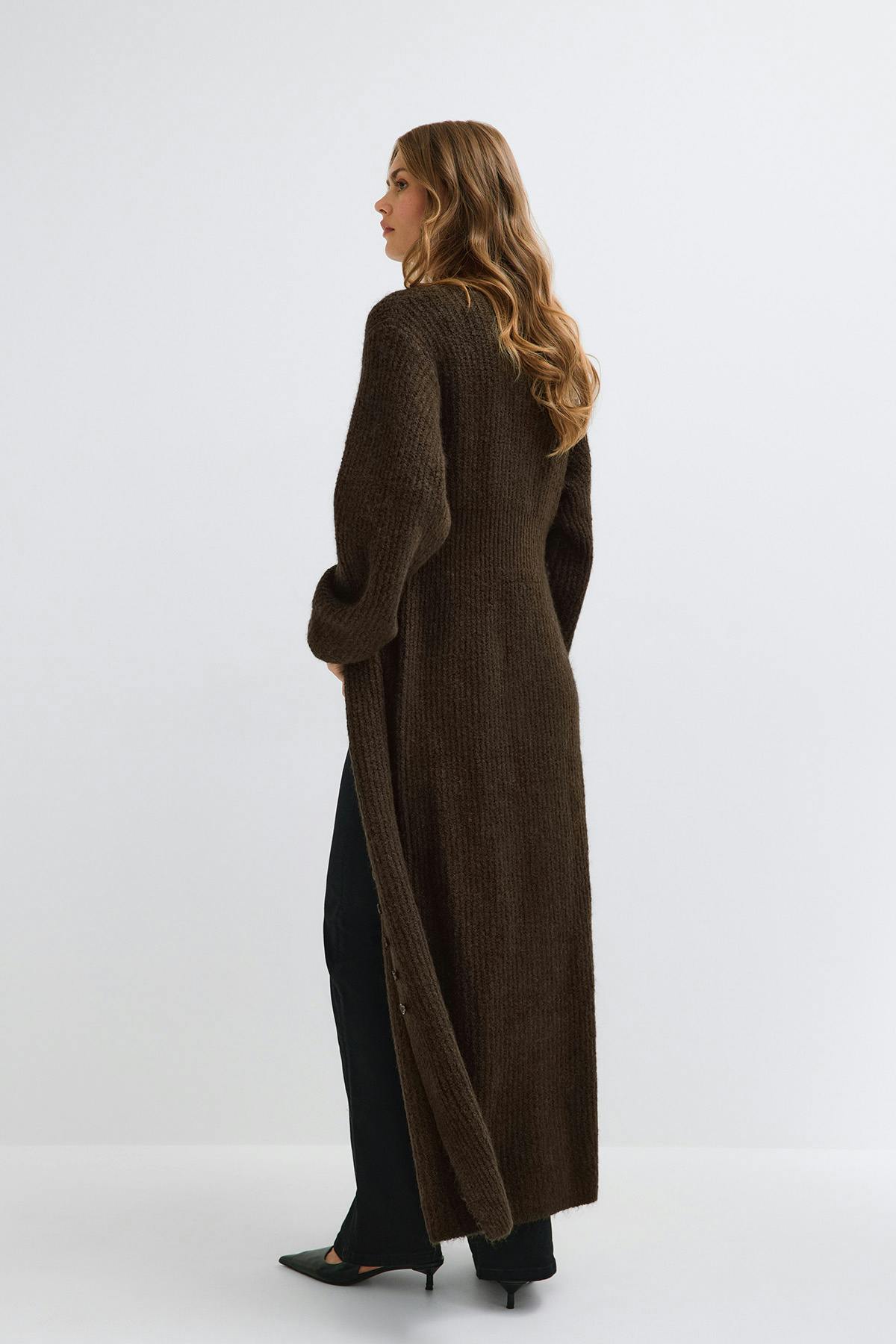 Long knitted cardigan - Vert foncé