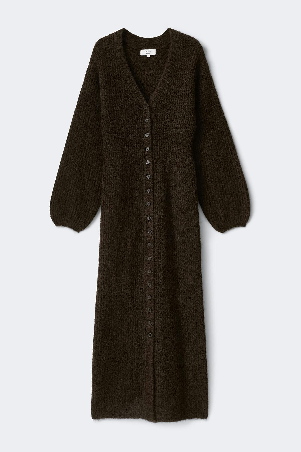 Long knitted cardigan - Vert foncé
