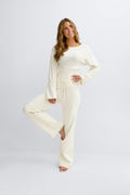 Knitted trousers - Brown melange