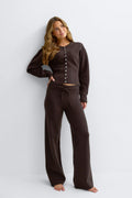 Knitted trousers - Brown melange
