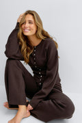 Knitted trousers - Brown melange