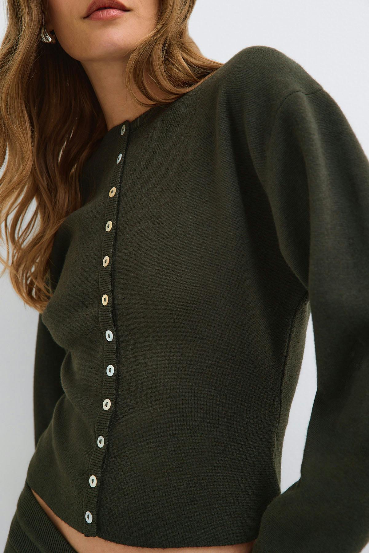 Knitted loungewear cardigan - Gardenia