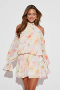 Boho chiffon mini dress - Vert