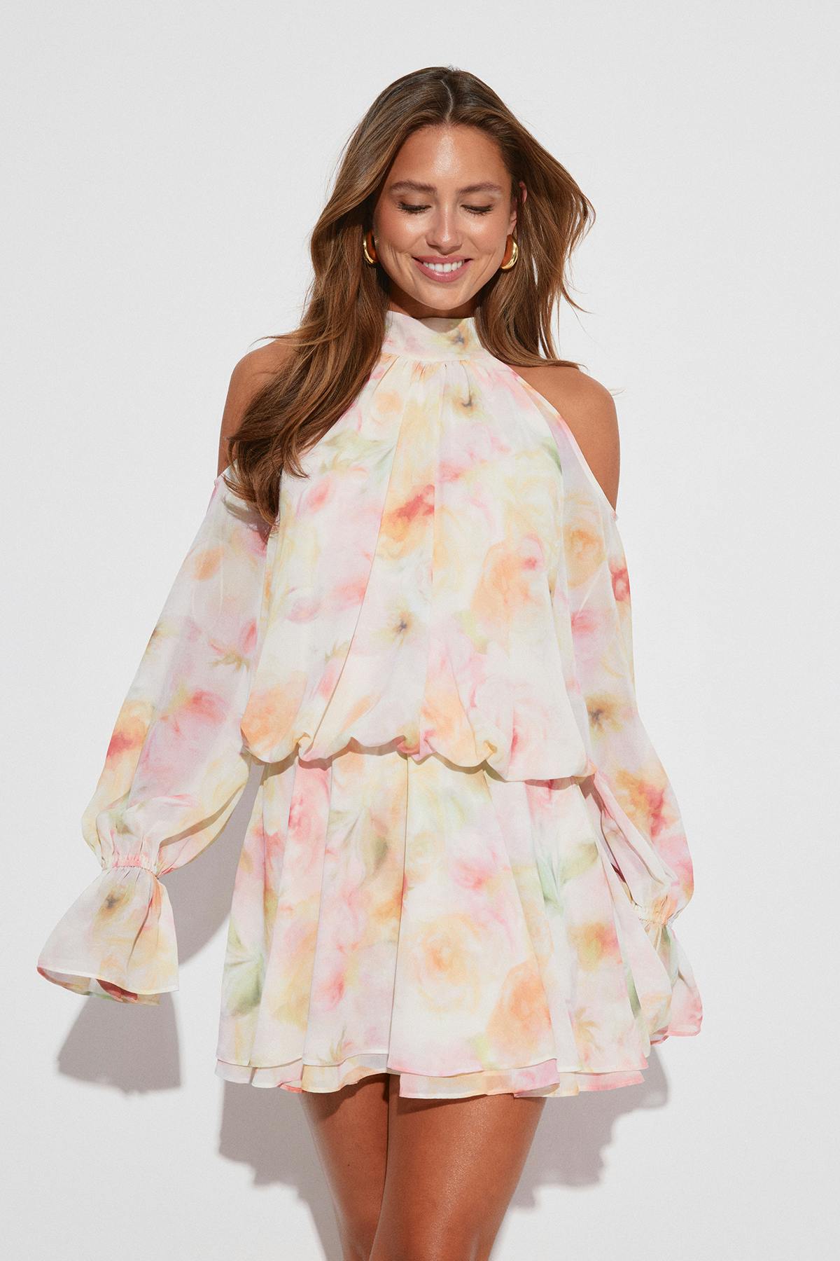 Boho chiffon mini dress - Vert
