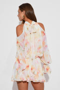 Boho chiffon mini dress - Vert