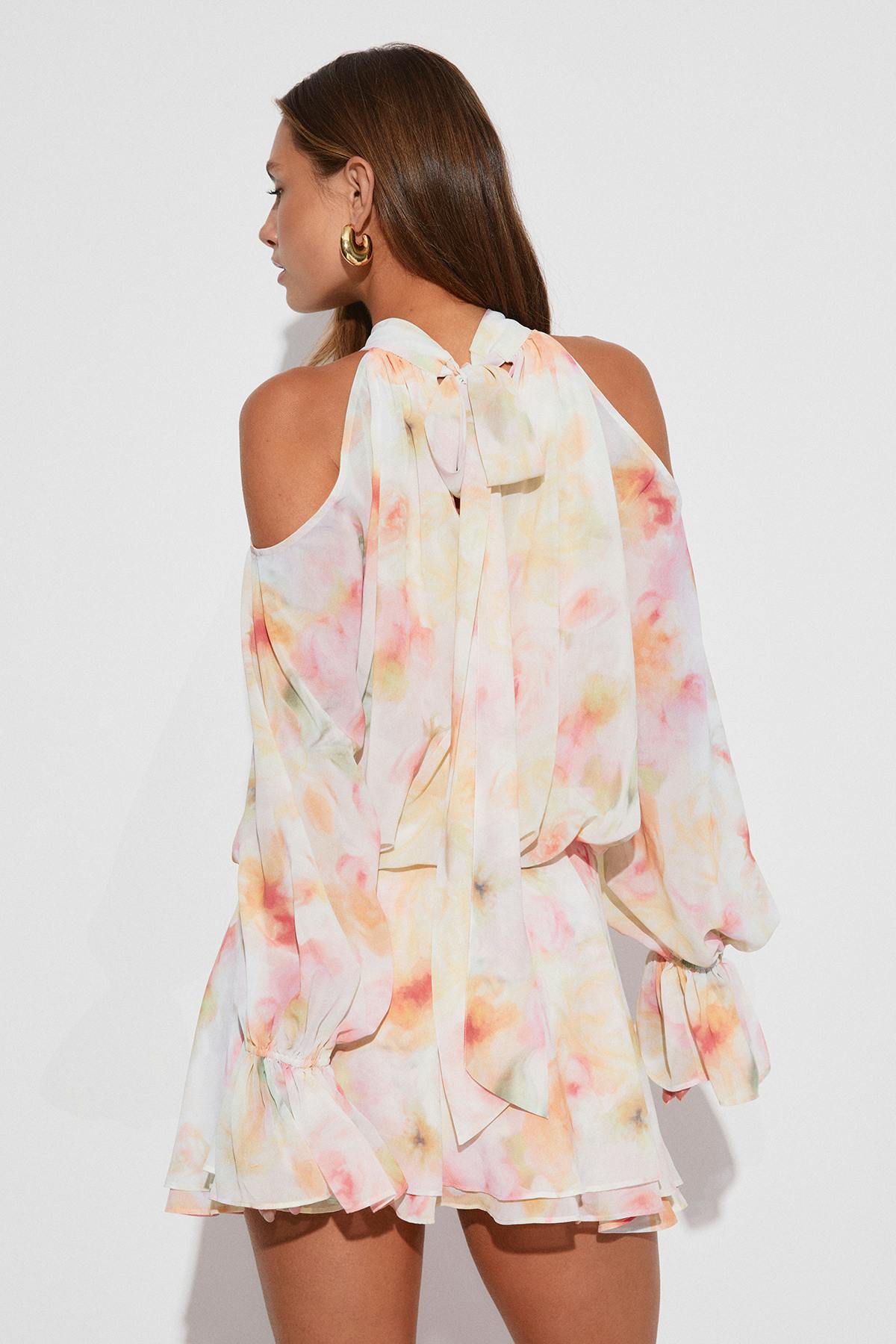Boho chiffon mini dress - Vert