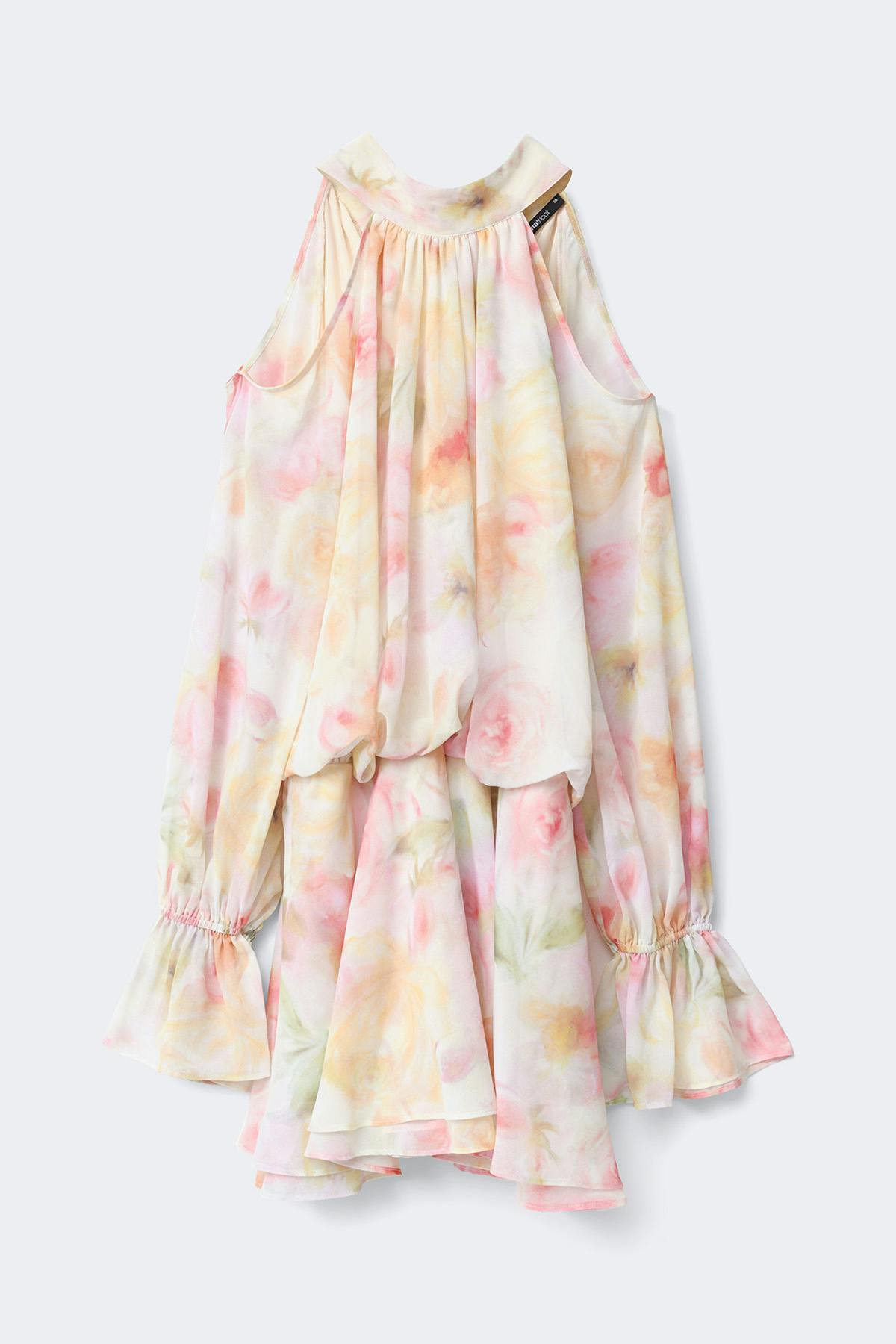 Boho chiffon mini dress - Flower aop