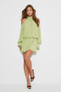 Boho chiffon mini dress - Vert