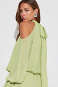 Boho chiffon mini dress - Vert