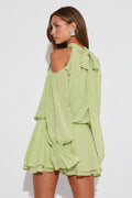 Boho chiffon mini dress - Vert