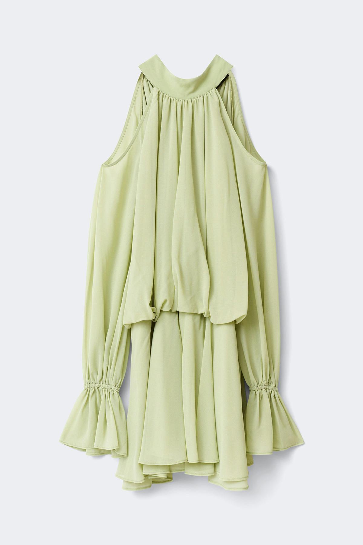 Boho chiffon mini dress - Vert