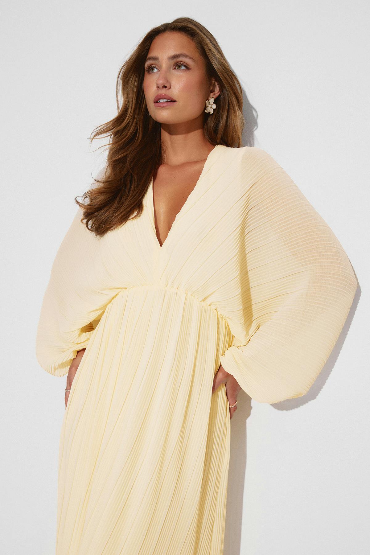 Pleated maxi dress - Flower aop