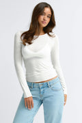 Sheer long sleeve top - Tofu