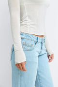 Sheer long sleeve top - Blanc cassé