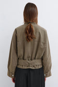 High neck denim jacket - Kaki