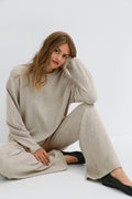 Knitted loungewear sweater - Beige melange
