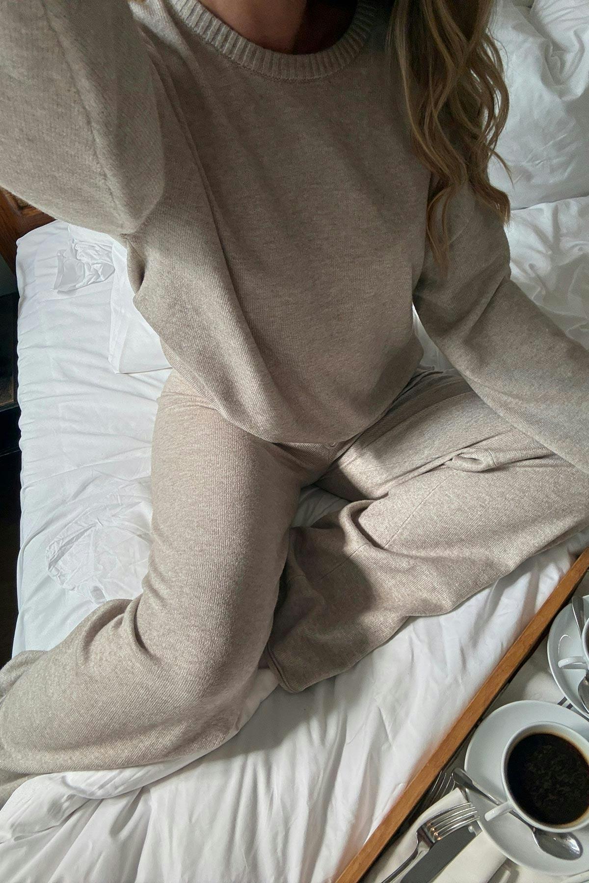 Knitted loungewear sweater - Vert clair