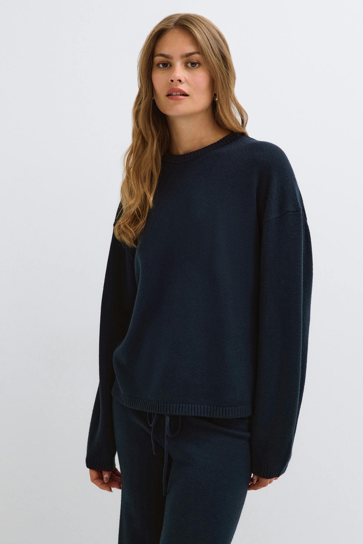 Knitted loungewear sweater - Beige melange