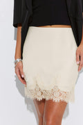 Lace satin mini skirt - Blanc cassé